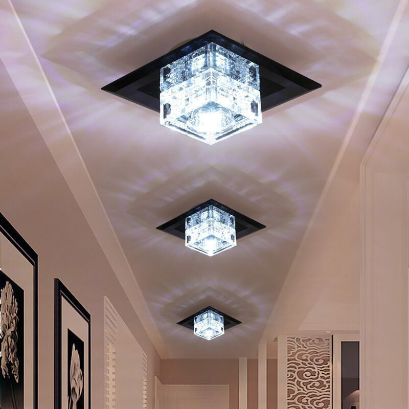 Crystal Cubic LED Flush Mount Ceiling Lamp for Corridors