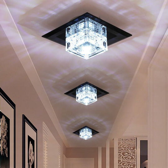 Crystal Cubic LED Flush Mount Ceiling Lamp for Corridors