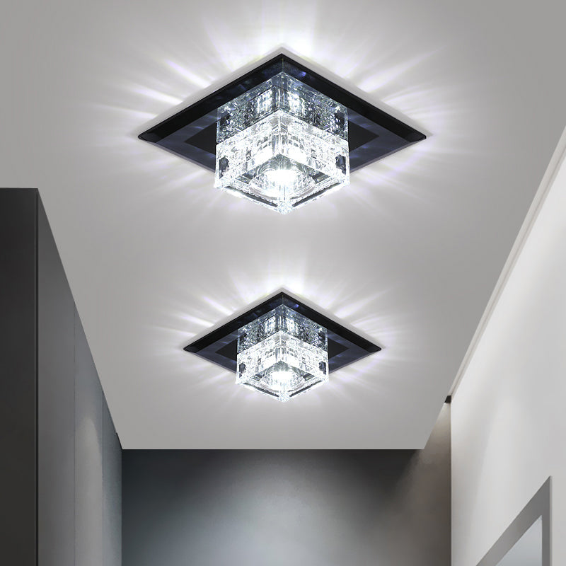 Crystal Cubic LED Flush Mount Ceiling Lamp for Corridors