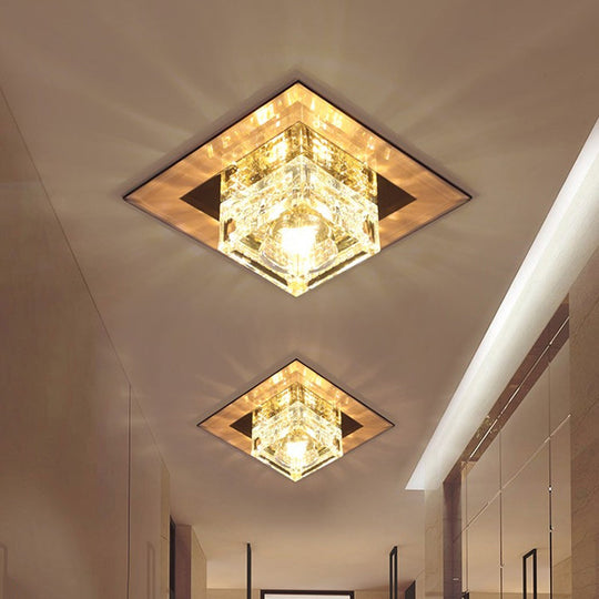 Crystal Cubic LED Flush Mount Ceiling Lamp for Corridors