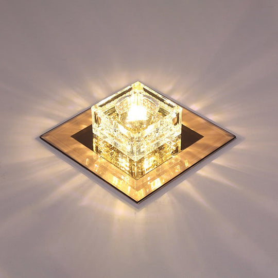 Crystal Cubic LED Flush Mount Ceiling Lamp for Corridors