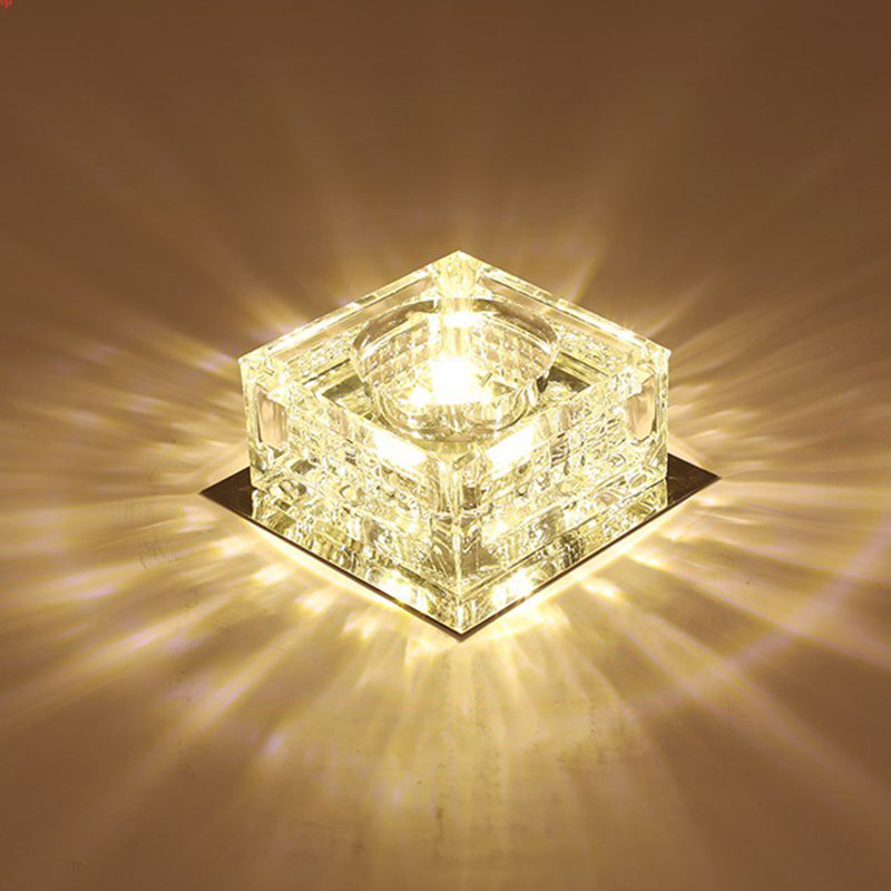 Crystal Cubic LED Flush Mount Ceiling Lamp for Corridors