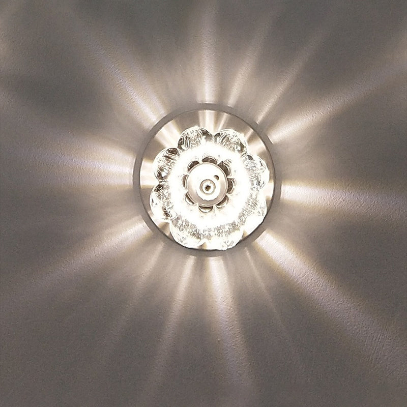 Clear Crystal LED Ceiling Mounted Flush Light for Corridors