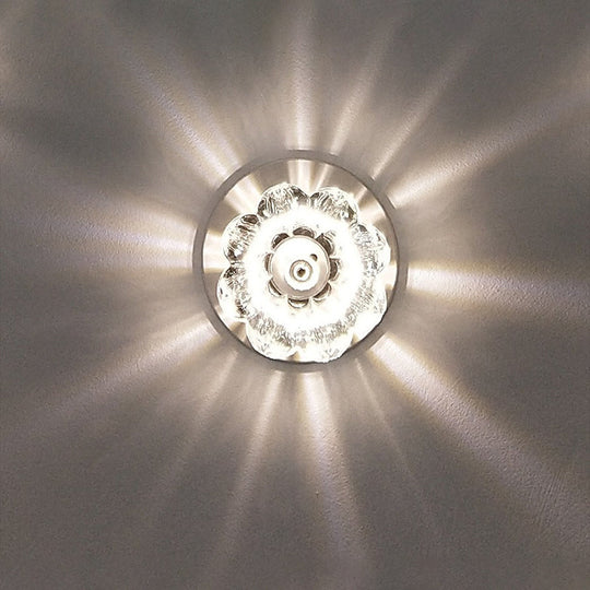 Clear Crystal LED Ceiling Mounted Flush Light for Corridors