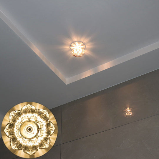 Clear Crystal LED Ceiling Mounted Flush Light for Corridors