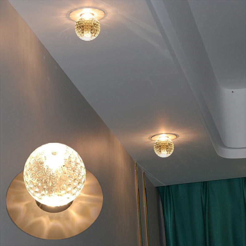 Nordic Clear Hammered Crystal LED Flush Mount Ceiling Light for Hallways