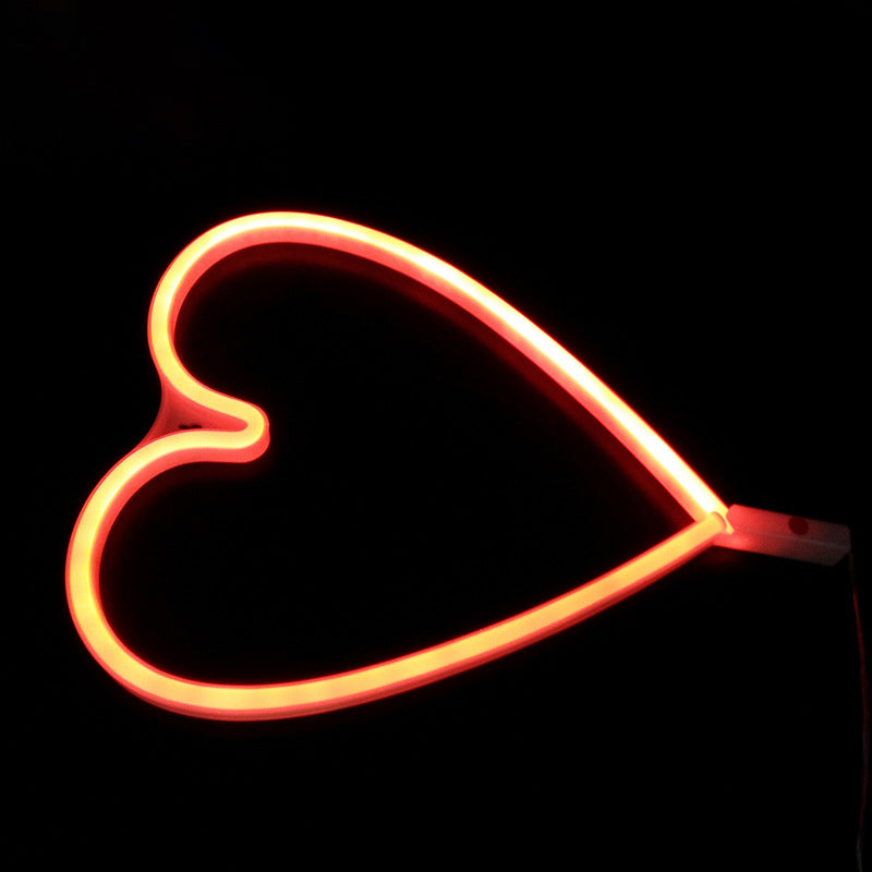 Kids Style Plastic Heart Night Light - LED Plug-in Wall Lamp for White Nightstand