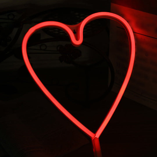 Kids Style Plastic Heart Night Light - LED Plug-in Wall Lamp for White Nightstand