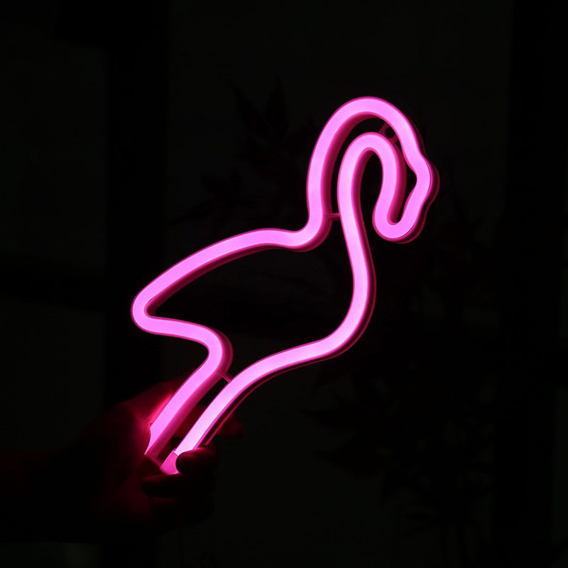 Kids Bedroom LED Night Light with Flamingo Cartoon Design - Wall Hanging Lamp