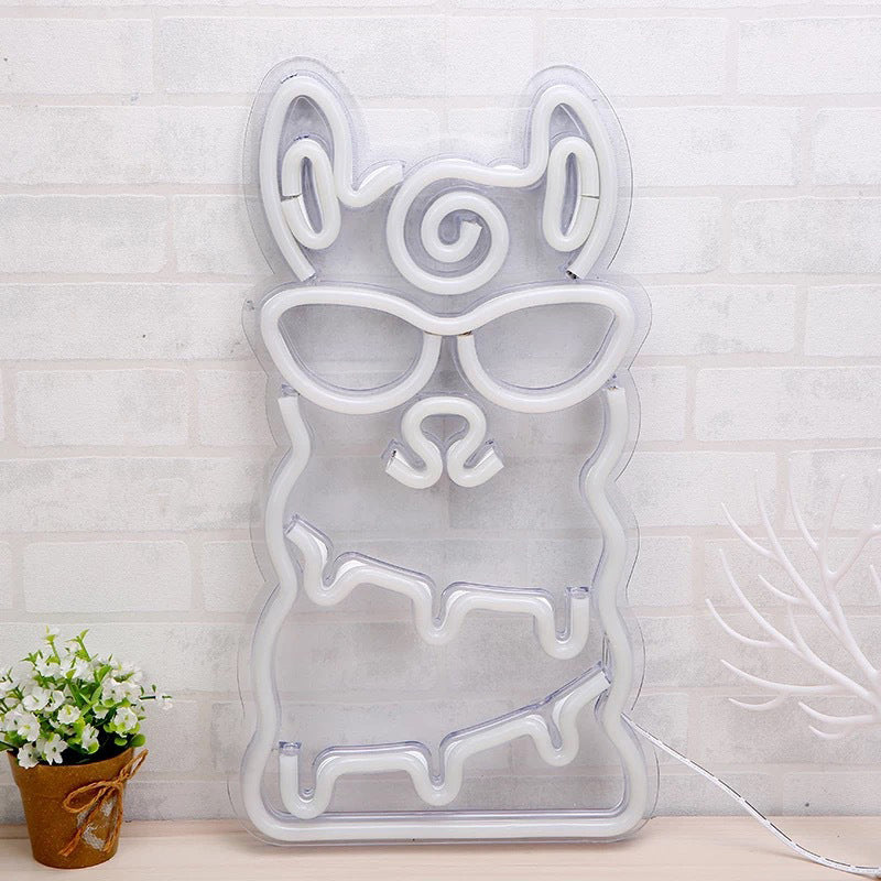 Cartoon Style Alpaca Mini Wall Night Light for Kids' Bedroom - LED Nightstand Lamp in White