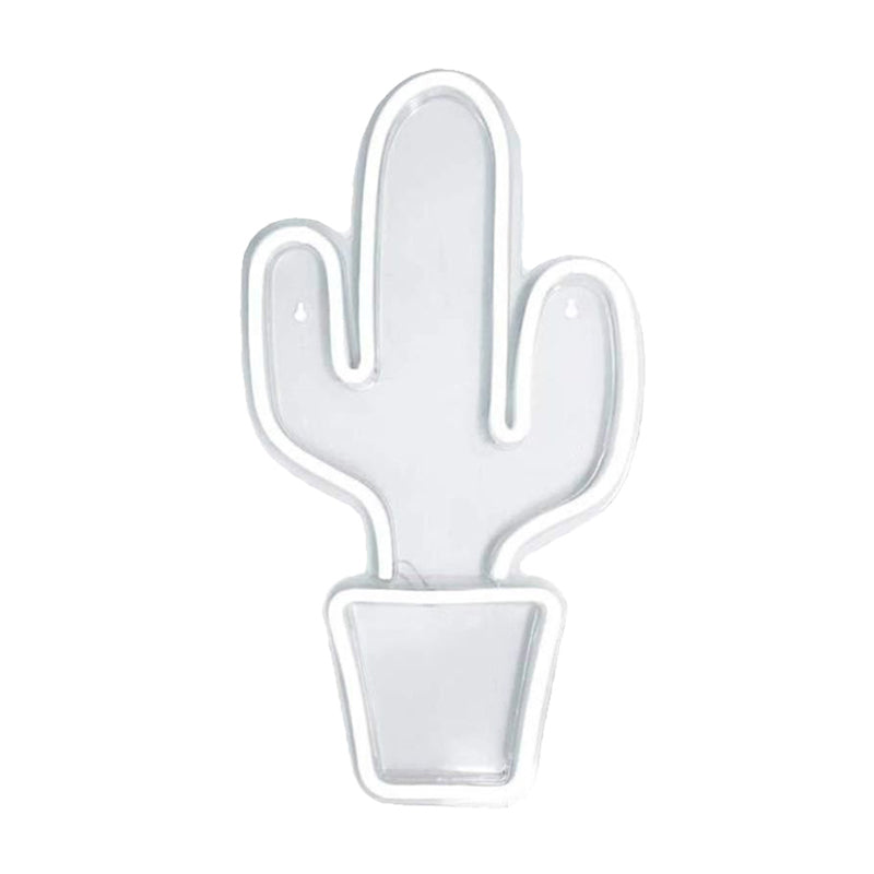 Kids LED Nightstand Light: White Cactus-Shaped Potted Night Lighting