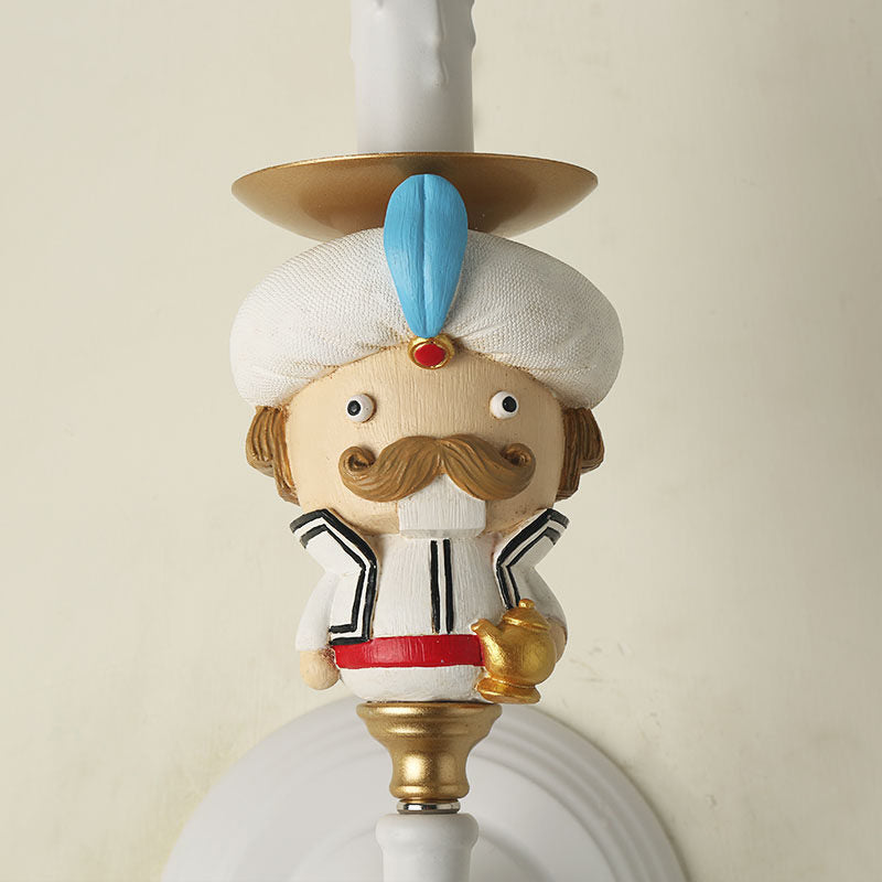 Cartoon Character Candle Wall Sconce - Modern Crystal Deco Resin Light for Kids Room