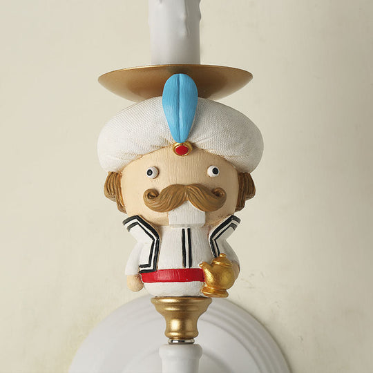 Cartoon Character Candle Wall Sconce - Modern Crystal Deco Resin Light for Kids Room