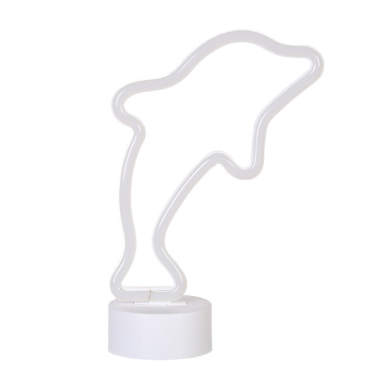 Nordic LED Nightstand Light - White Geometric Table Lamp with Plastic Shade