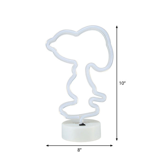 White Plastic Animal Night Light for Kids' Bedroom - Battery LED Nightstand Lighting Solution