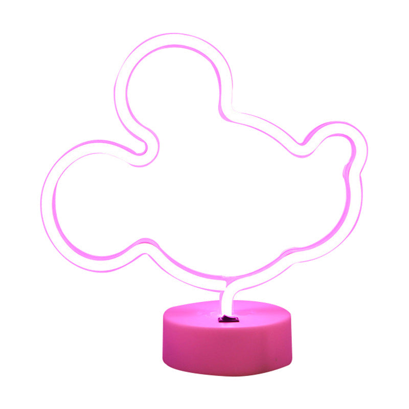 White Plastic Animal Night Light for Kids' Bedroom - Battery LED Nightstand Lighting Solution