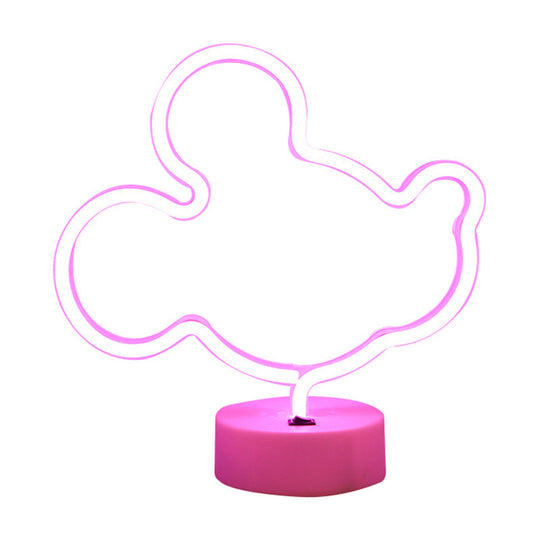 White Plastic Animal Night Light for Kids' Bedroom - Battery LED Nightstand Lighting Solution