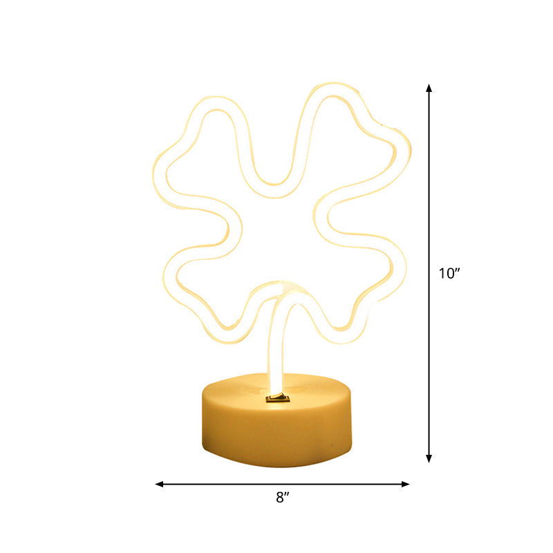 White Plastic Animal Night Light for Kids' Bedroom - Battery LED Nightstand Lighting Solution