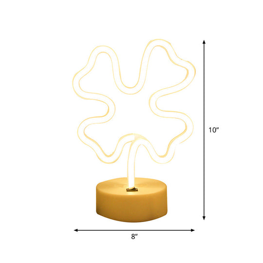 White Plastic Animal Night Light for Kids' Bedroom - Battery LED Nightstand Lighting Solution