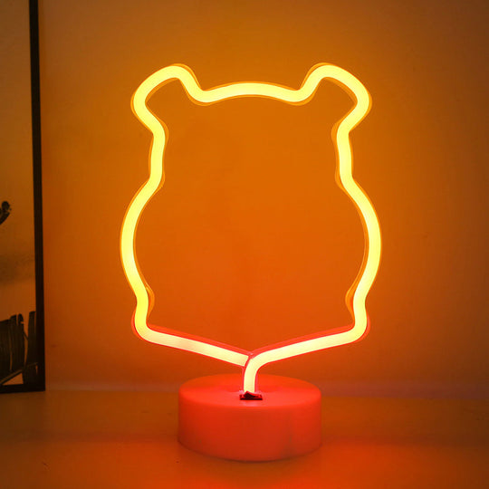 White Plastic Animal Night Light for Kids' Bedroom - Battery LED Nightstand Lighting Solution