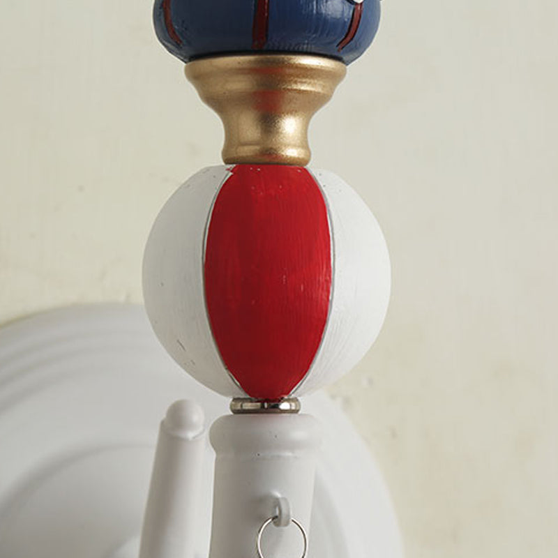 Clown-themed Resin Candle Wall Lamp with Crystal Deco - Contemporary Style | 1 Light | White | Perfect for Kids