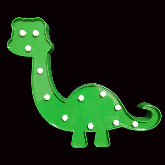 Cartoon Animal and Plant LED Night Light - Battery Operated, Green Wall Lamp