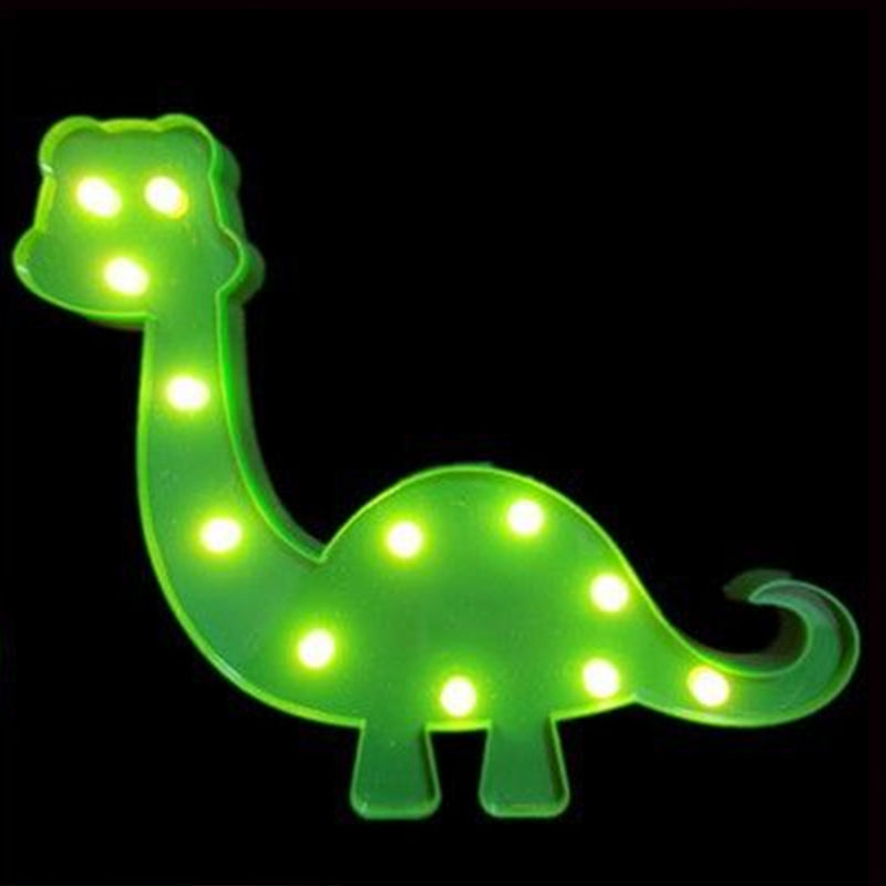 Cartoon Animal and Plant LED Night Light - Battery Operated, Green Wall Lamp