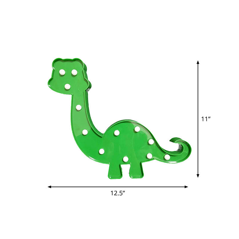 Cartoon Animal and Plant LED Night Light - Battery Operated, Green Wall Lamp