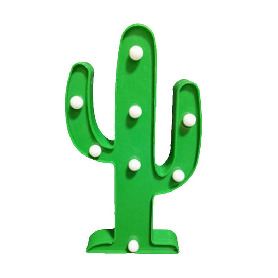 Cartoon Animal and Plant LED Night Light - Battery Operated, Green Wall Lamp