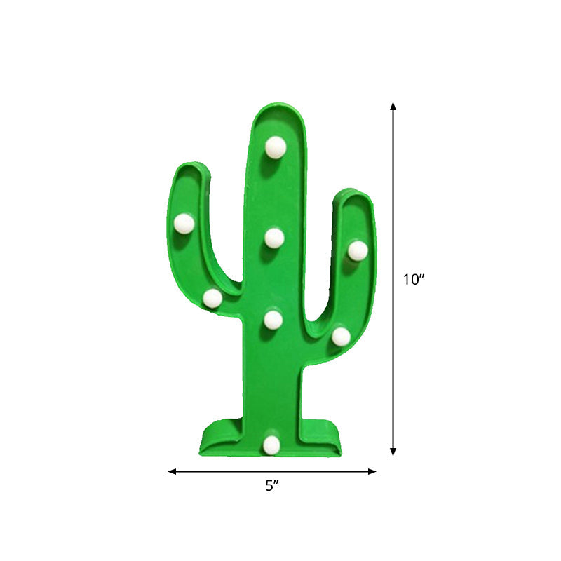 Cartoon Animal and Plant LED Night Light - Battery Operated, Green Wall Lamp