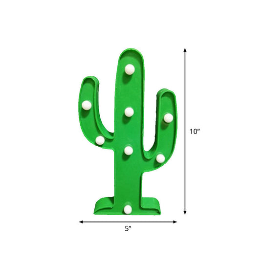 Cartoon Animal and Plant LED Night Light - Battery Operated, Green Wall Lamp