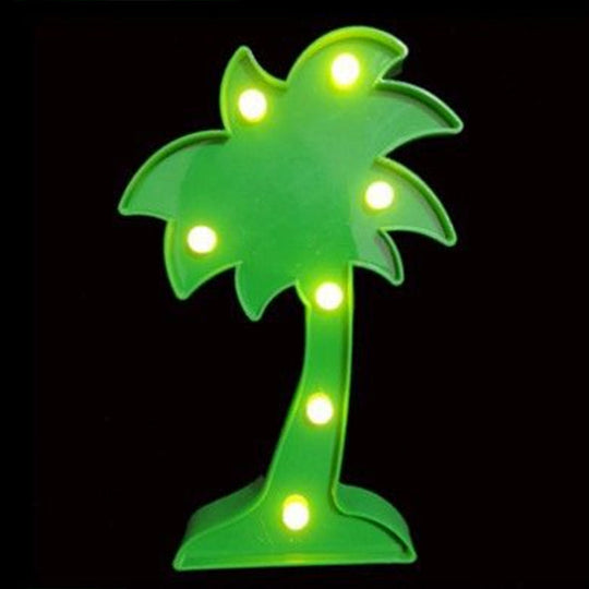 Cartoon Animal and Plant LED Night Light - Battery Operated, Green Wall Lamp