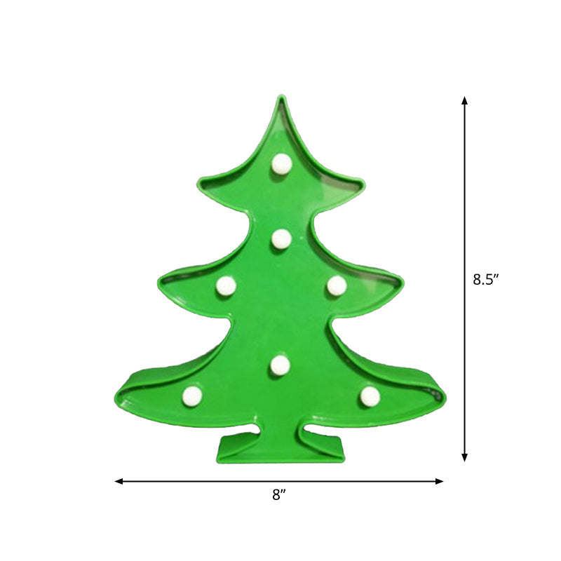 Cartoon Animal and Plant LED Night Light - Battery Operated, Green Wall Lamp