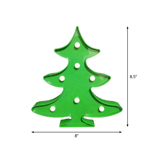 Cartoon Animal and Plant LED Night Light - Battery Operated, Green Wall Lamp