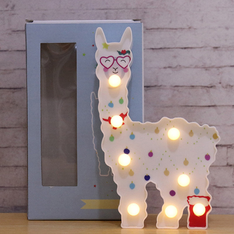 Alpaca LED Wall Night Lamp for Girls' Room - Battery Operated and Contemporary Design