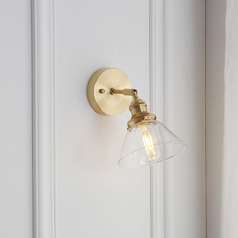 Conical Glass Wall Lamp with Single Head for Corridor Lighting - Mounted Fixture