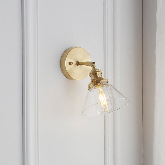 Conical Glass Wall Lamp with Single Head for Corridor Lighting - Mounted Fixture