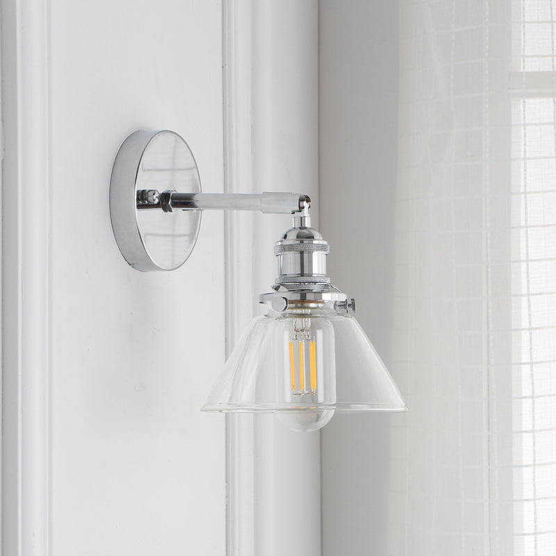 Conical Glass Wall Lamp with Single Head for Corridor Lighting - Mounted Fixture
