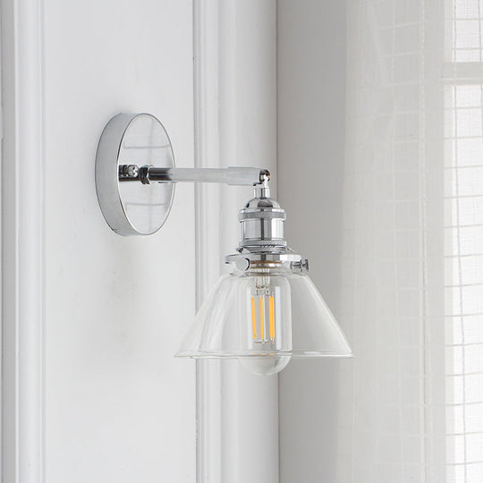 Conical Glass Wall Lamp with Single Head for Corridor Lighting - Mounted Fixture