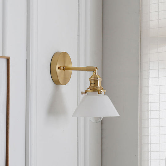 Conical Glass Wall Lamp with Single Head for Corridor Lighting - Mounted Fixture