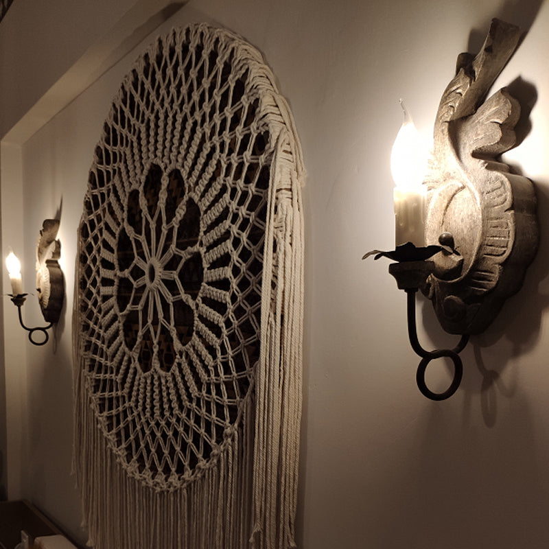 Retro Grey Wood Wall Sconce Lighting with Candelabra - Perfect for Hallway