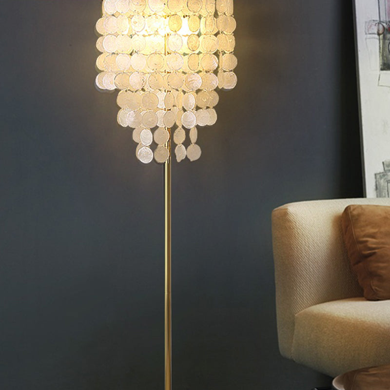 Classic Gold Shell Floor Lamp with Cascading Lighting for Living Room