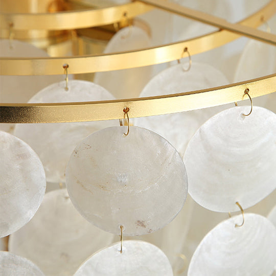 Classic Gold Shell Floor Lamp with Cascading Lighting for Living Room