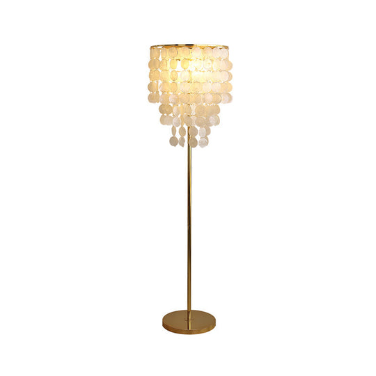 Classic Gold Shell Floor Lamp with Cascading Lighting for Living Room