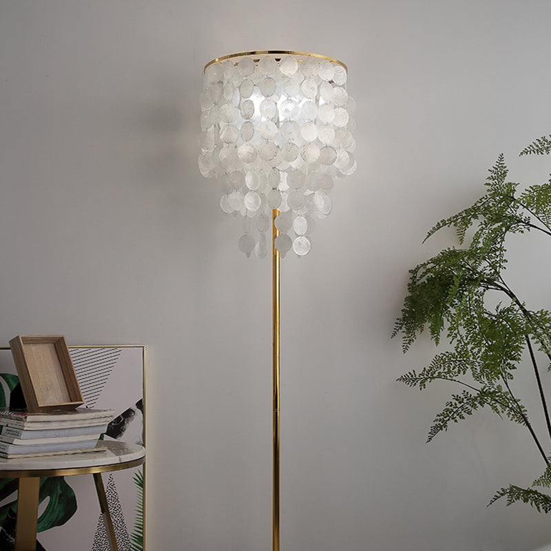 Classic Gold Shell Floor Lamp with Cascading Lighting for Living Room