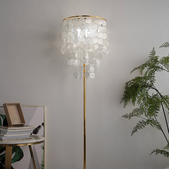 Classic Gold Shell Floor Lamp with Cascading Lighting for Living Room
