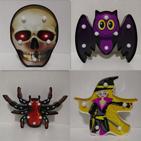 Horror-Themed LED Night Light: Battery Operated, Compact Black Nightstand Lighting