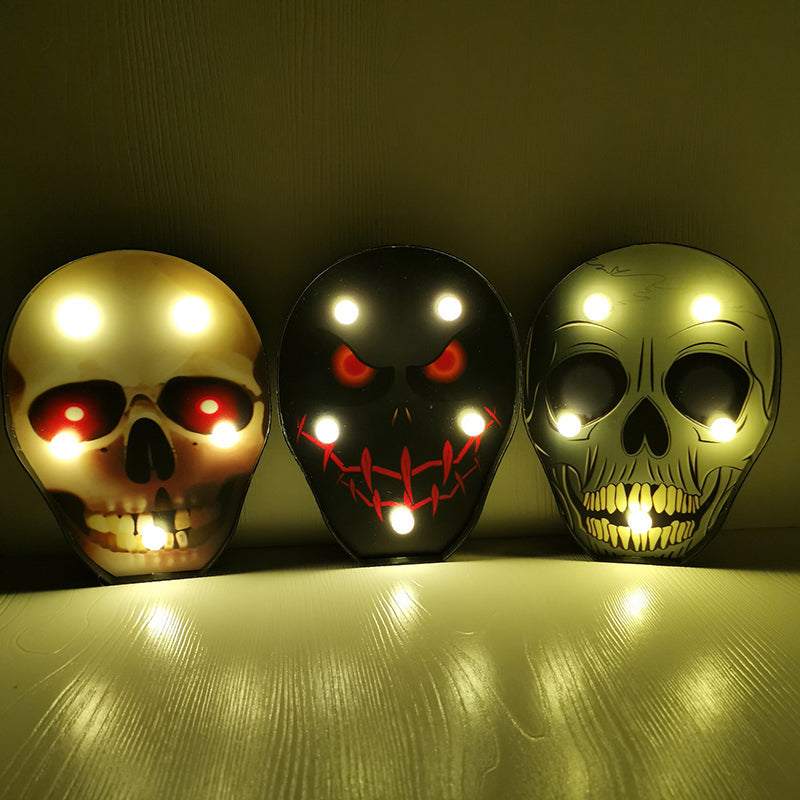 Horror-Themed LED Night Light: Battery Operated, Compact Black Nightstand Lighting