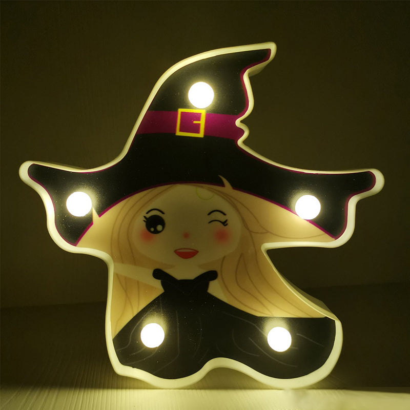 Horror-Themed LED Night Light: Battery Operated, Compact Black Nightstand Lighting