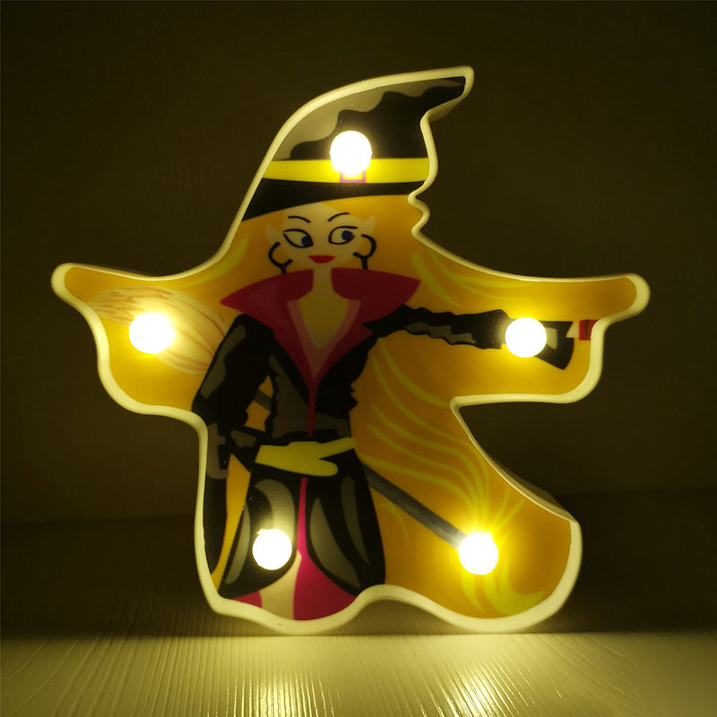 Horror-Themed LED Night Light: Battery Operated, Compact Black Nightstand Lighting